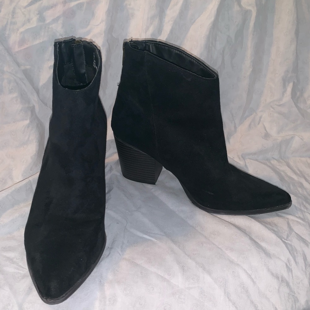 Black block heel boots
